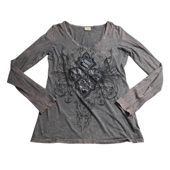 Daytrip Tops - Daytrip Sequin Cross shirt longsleeve L